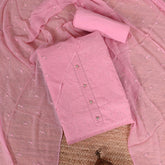 Bubblgum Pink Embroidered Cotton Unstitched Salwar Suit