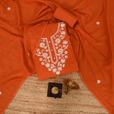 Burnt Orange Linen Unstitched Suit Set