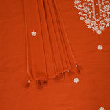 Burnt Orange Linen Unstitched Suit Set