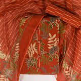 Burtnt Orange Quilting Cotton Unstitched Suit Set