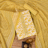 Cadmium Yellow Cotton Unstitched Salwar Suit