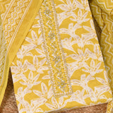 Cadmium Yellow Cotton Unstitched Salwar Suit