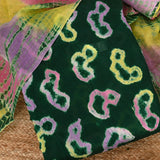 Castelon Green Bhandej Cotton Unstitched Suit Set