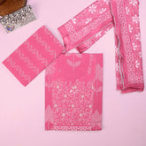 Cerise Pink Cotton Unstitched Suit Set