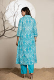 Cerulean Sky Cotton A Line Suit Set