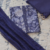 Charcola Grey Digital Print Cotton Unstitched Suit Set