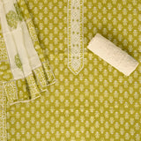 Charm Green Cotton Unstitched Suit Set