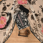 Charming Black Organza Unstitched Suit Set