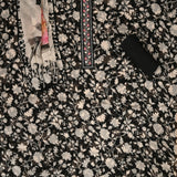 Charming Black Organza Unstitched Suit Set