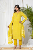 Citrine Yellow Leheriya Cotton Suit Set