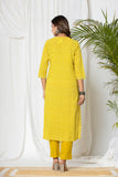 Citrine Yellow Leheriya Cotton Suit Set