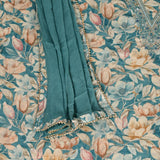 Classic Blue V Neck Cotton Unstitched Suit Set