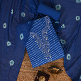 Cobalt Blue Mothra Cotton Unstitched Salwar Suit