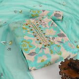 Colabia Blue Cotton Unstitched Suit Set