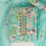 Colabia Blue Cotton Unstitched Suit Set