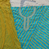 Contrast Leheriya Cotton Unstitched Suit Set