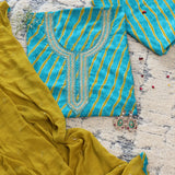 Contrast Leheriya Cotton Unstitched Suit Set