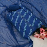 Contrasty Blue Leheriya Cotton Unstitched Suit Set