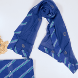 Contrasty Blue Leheriya Cotton Unstitched Suit Set