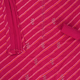 Contrasty Deep Pink Leheriya Cotton Unstitched Suit Set