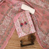 Cool Cream Kalamkari Linen Unstitched Suit Set