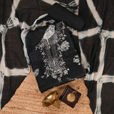 Coral Black Organza Unstitched Suit Set