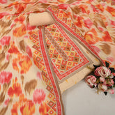 Cream Muslin Silk Unstitched Suit Set