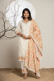 Cream Shiffli Cotton Suit Set