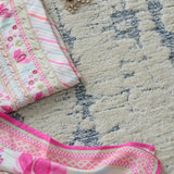 Creamy White Leheriya Silk Unstitched Suit Set