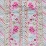 Creamy White Leheriya Silk Unstitched Suit Set