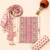 Cute Daisy Pink Cotton Unstitched Suit Set