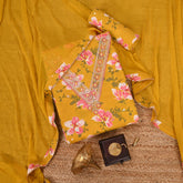 Cyber Yellow V Neck Cotton Unstitched Salwar Suit