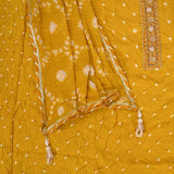 Haldi Yellow Crepe Bandhani Unstitched Suit Set