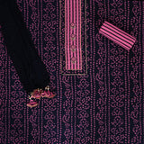 Dark Blue Bandhani Unstitched Salwar Suit