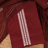 Dark Maroon Figure Cotton Unstitched Suit Set