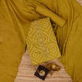 Dijon Mustard Bhandej Cotton Unstitched Salwar Suit