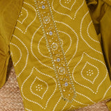 Dijon Mustard Bhandej Cotton Unstitched Salwar Suit