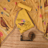 Ducky Yellow Lenging Fabric Unstitched Suit Set