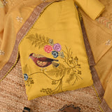 Ducky Yellow Lenging Fabric Unstitched Suit Set