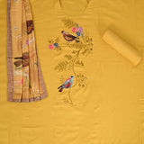 Ducky Yellow Lenging Fabric Unstitched Suit Set