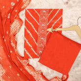 Elegant Orange Crepe Shibori Unstitched Salwar Suit