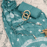 Eucalypts Green Shibori Cotton Unstitched Suit Set