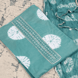 Eucalypts Green Shibori Cotton Unstitched Suit Set
