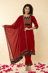 Exicuit Marron Gujrati Suit Set
