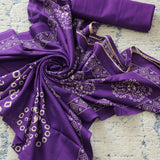 Eye Chatchy Purple Bhandej Cotton Unstitched Suit Set