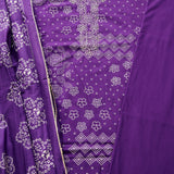 Eye Chatchy Purple Bhandej Cotton Unstitched Suit Set
