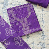Eye Chatchy Purple Bhandej Cotton Unstitched Suit Set