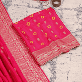 Festive Rani Silk Bhandej Unstitched Suit Set