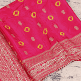 Festive Rani Silk Bhandej Unstitched Suit Set