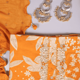 Fiery Yellow Cotton Unstitched Suit Set